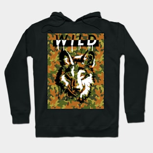 Wild wolf head on camo pattern Hoodie